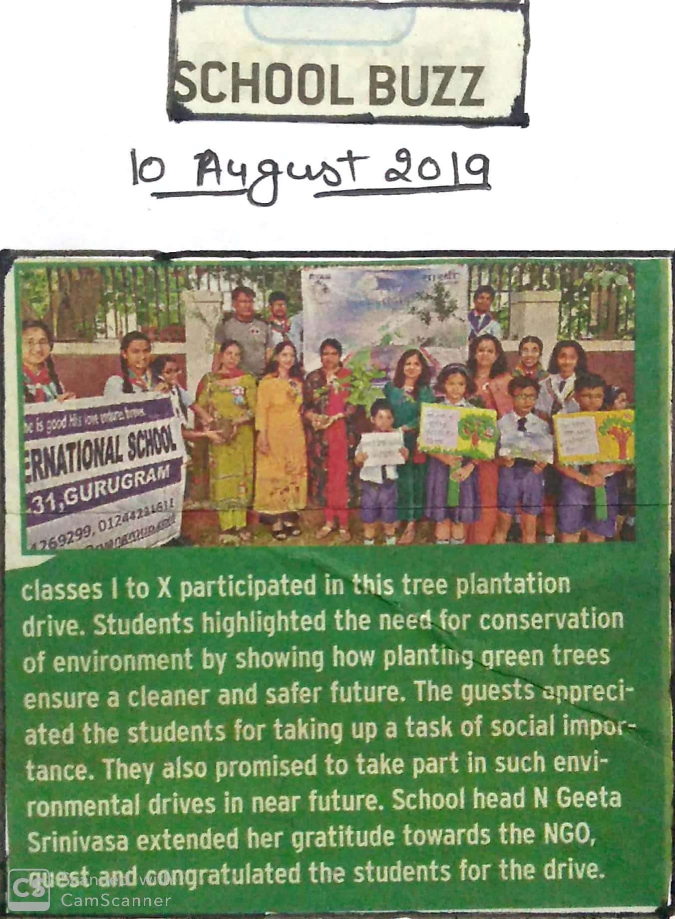 Students from class Ist - Xth participate in a tree plantation drive - Ryan International School, Sec 31 Gurgaon